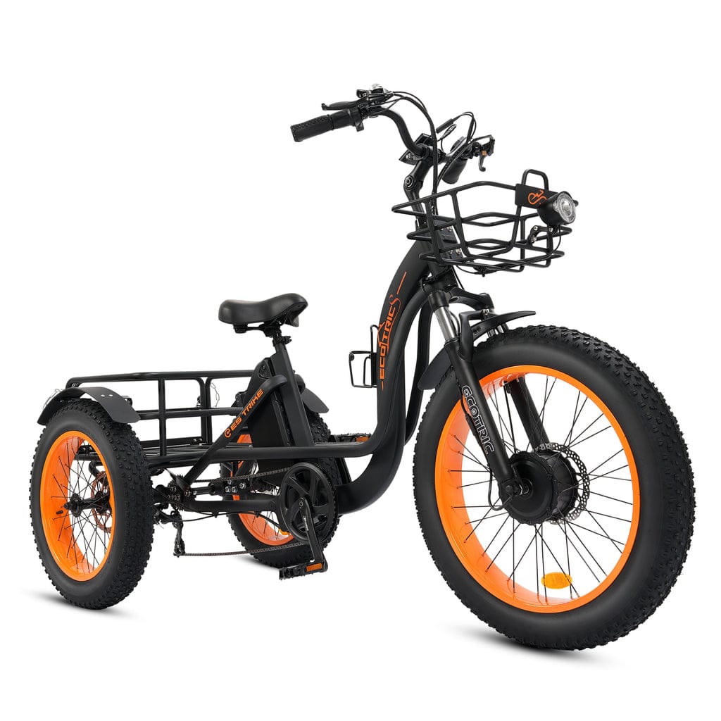 ECOTRIC Electric Tricycle (UL Certified) with Front Basket & Rear Rack - 750 Watt, 48V - electricbyke.com