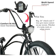 Load image into Gallery viewer, Tracer Tracker DS7 26" 7 Speed Stretch E-Bike with Classic Dual Springer Fork - 800 Watt, 48V - electricbyke.com