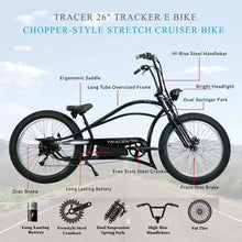 Load image into Gallery viewer, Tracer Tracker DS7 26" 7 Speed Stretch E-Bike with Classic Dual Springer Fork - 800 Watt, 48V - electricbyke.com