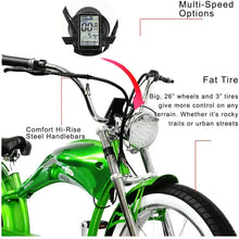 Load image into Gallery viewer, Tracer Twenty5 GT 500W 26" Chopper Cruiser E-Bikes - 500 Watt, 48V - electricbyke.com