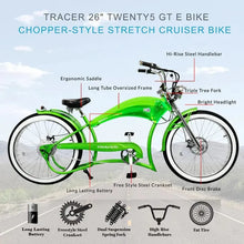 Load image into Gallery viewer, Tracer Twenty5 GT 500W 26" Chopper Cruiser E-Bikes - 500 Watt, 48V - electricbyke.com