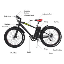 Load image into Gallery viewer, NAKTO Fat Tire Electric Cruiser - 300 Watt, 36V - electricbyke.com