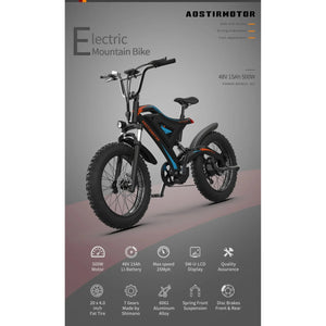 AOSTIRMOTOR S18-MINI Fat Tire Mountain E-Bike - 500 Watt, 48V - electricbyke.com