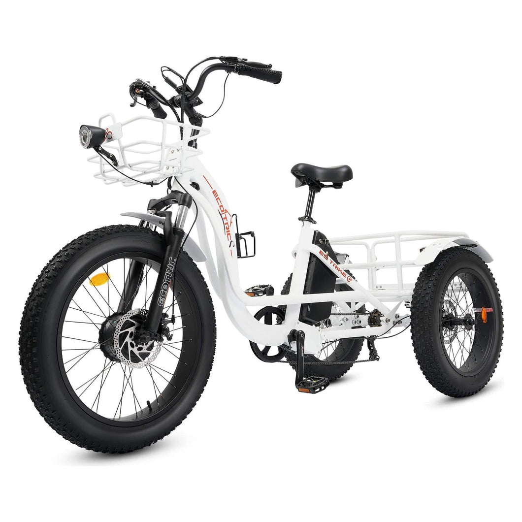 ECOTRIC Electric Tricycle (UL Certified) with Front Basket & Rear Rack - 750 Watt, 48V - electricbyke.com