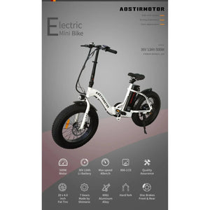 AOSTIRMOTOR G20 Low Step, Fat Tire E-Bike - 500 Watt. 36V - electricbyke.com