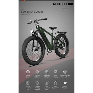 AOSTIRMOTOR KING All-Terrain E-Bike - 1000 Watt, 52V - electricbyke.com