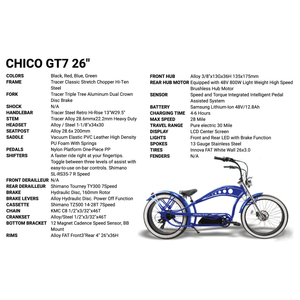 TRACER Chico GT7 26" Chopper Stretch E-Bike - 750 Watt, 48V