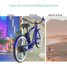 Load image into Gallery viewer, Tracer OMEGA 26&quot; 7 Speed Electric Beach Cruiser Bike for Men - 500 Watt, 48V - electricbyke.com