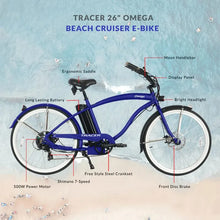 Load image into Gallery viewer, Tracer OMEGA 26&quot; 7 Speed Electric Beach Cruiser Bike for Men - 500 Watt, 48V - electricbyke.com