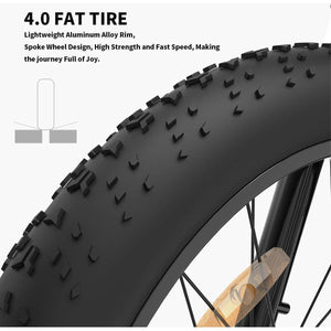 AOSTIRMOTOR S07 Fat Tire Electric Mountain Bike - 750 Watt, 48V - electricbyke.com