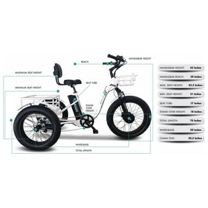 EMOJO, Electric Bike, CADDY PRO, Electric Fat Tire Tricycle - 500 Watt, 48 V - electricbyke.com