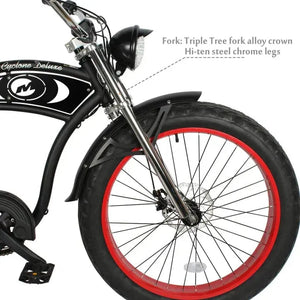 MICARGI CYCLONE 26", Fat tire, Stretch Cruiser, Chopper Style - 500 Watt, 48V - electricbyke.com