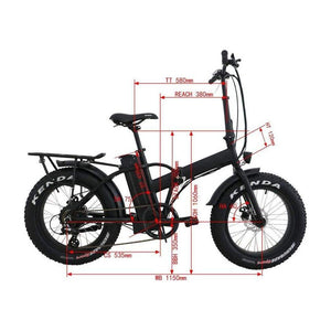 EUNORAU, Foldable, Fat Tire Leg-Over 20" Men's Electric Bike - electricbyke.com