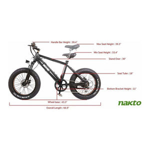 NAKTO, Discovery, Fat Tire, Electric Bike,  20"  - 300 Watt, 48V - electricbyke.com